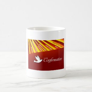 Mug, Confirmation, Dove on Red, Rays Coffee Mug