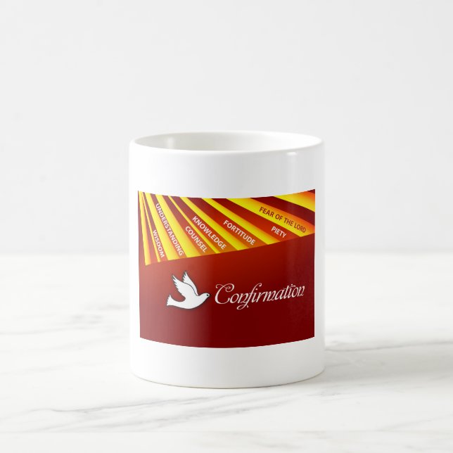 Mug, Confirmation, Dove on Red, Rays Coffee Mug (Center)