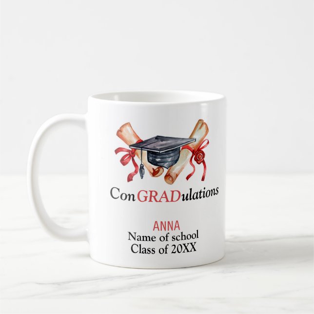 Mug ConGRADulations, Cadeau de Graduation personnalisé (Gauche)