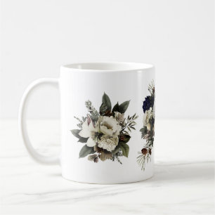 Mug Conifer d'hiver Crème florale Magnolia Peony Roses
