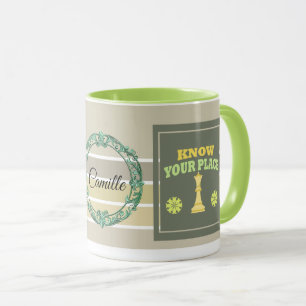 Mug Connaissez votre place – Affirmation florale perso