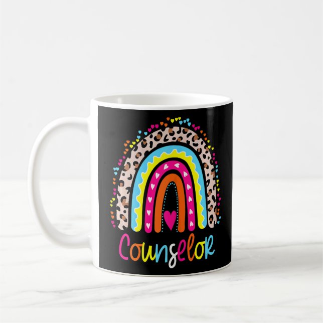 Mug Conseiller scolaire pour femmes Boho Rainbow Leopa (Gauche)