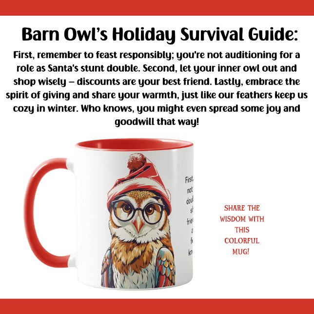 Mug Conseils De Survie De Vacances Drôle D'Un Chouette (Créateur téléchargé)