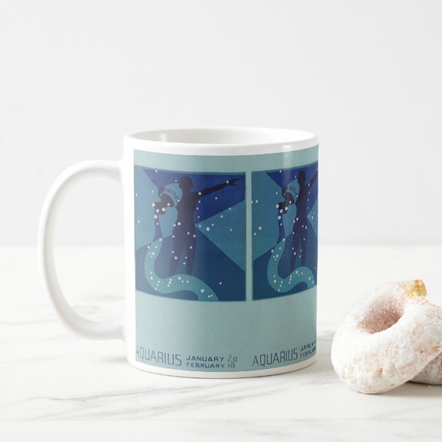 Mug Constellation Aquarius, Astrologie Vintage Zodiaqu (Avec donut)