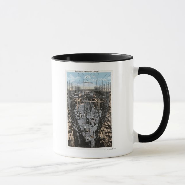 Mug Construction d'une scène de navire en acier (Droite)
