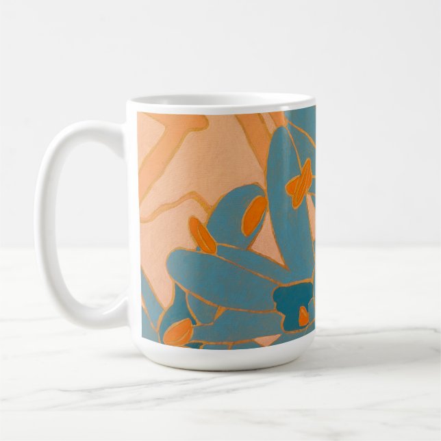 Mug Contemporary Leaf Design in Peach Label (Gauche)