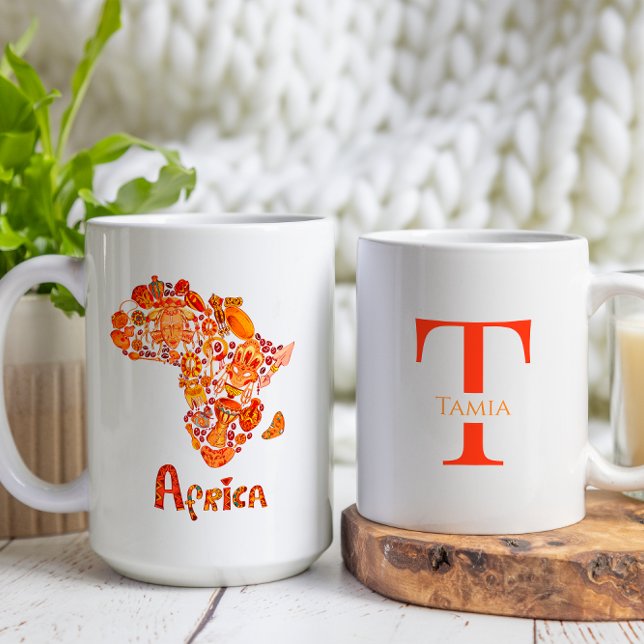 Mug Continent africain Afrocentrique avec Monogramme p (Créateur téléchargé)