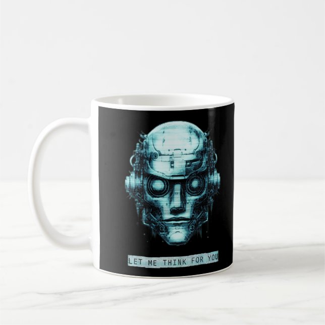 Mug Contrôle de l'esprit Cyberpunk Robot Blue Grunge (Gauche)