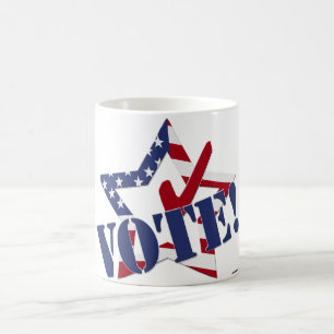 Mug Contrôle Rouge Bleu VOTE avec Étoile du Drapeau am