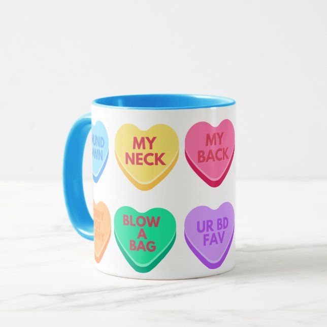 Mug Conversation inappropriée Coeurs bonbons (Devant gauche)