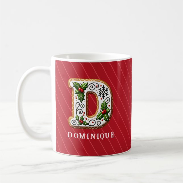 Mug Cookie de Noël Famille Personnalisée Monogramme D (Gauche)