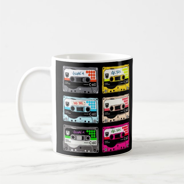 Mug Cool 80's 90's Old School Mix Tapes Cool graphique (Gauche)