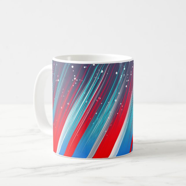 Mug Cool Abstrait Rouge Bleu Bleu Brush (Devant gauche)