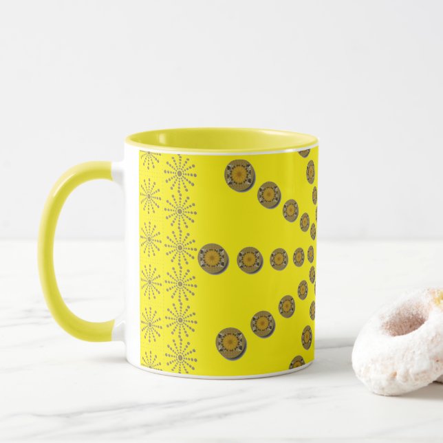 Mug Cool africain Sunflower Polka Dot Art Design d'imp (Avec donut)