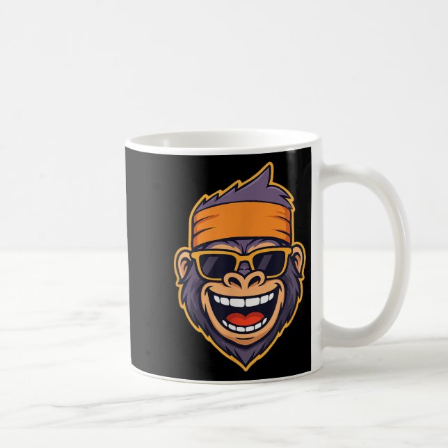Mug Cool Ape Gorilla Head Funky Monkey Retro Bandana C (Droite)