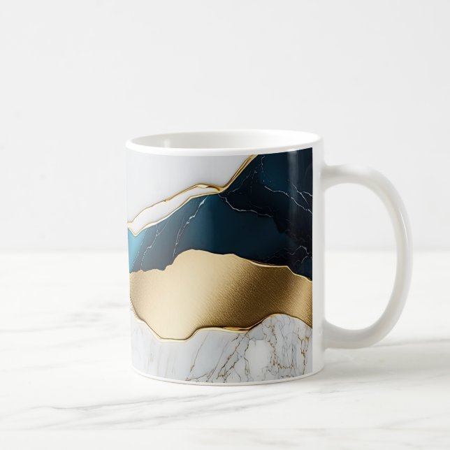 Mug Cool Blanc Turquoise Marbre Pierre Or (Droite)