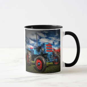 Mug Cool Bleu Rouge Tracteur d'antiquités cadeaux pour