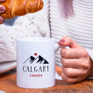 Mug Cool Calgary Canada Mountains Maple Leaf