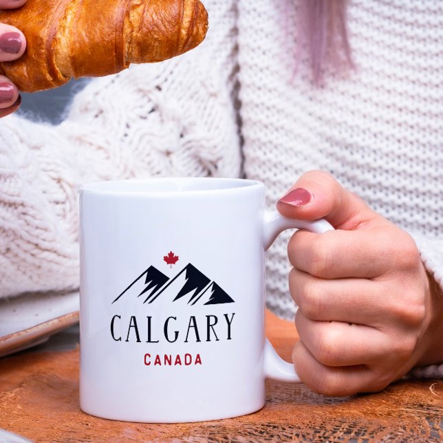 Mug Cool Calgary Canada Mountains Maple Leaf (Créateur téléchargé)