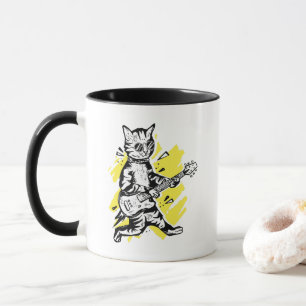 Mug Cool Chat jouant de la guitare électrique
