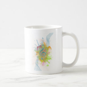Mug Cool coloré aquarelle éclaboussures notes de musiq