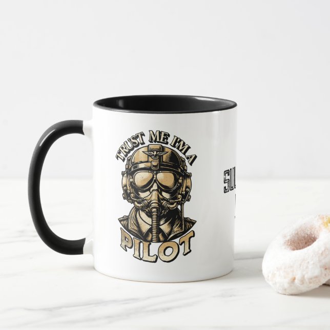 Mug Cool dérangé Nom personnalisé et pilote de date (Avec donut)
