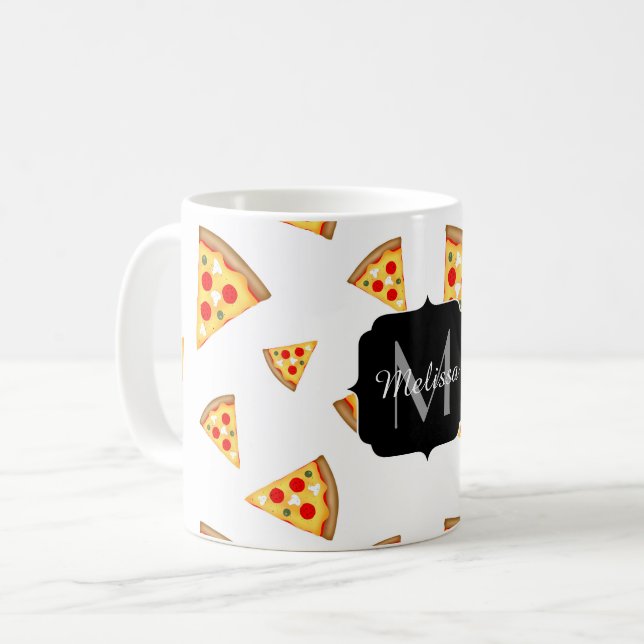 Mug Cool et amusante pizza tranches motif Monogram (Devant gauche)