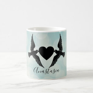 Mug Cool, Extraordinaire, Oiseaux bleus avec coeur