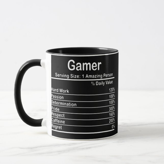 Mug Cool Gamer Données nutritionnelles Jeu vidéo Gamer (Gauche)
