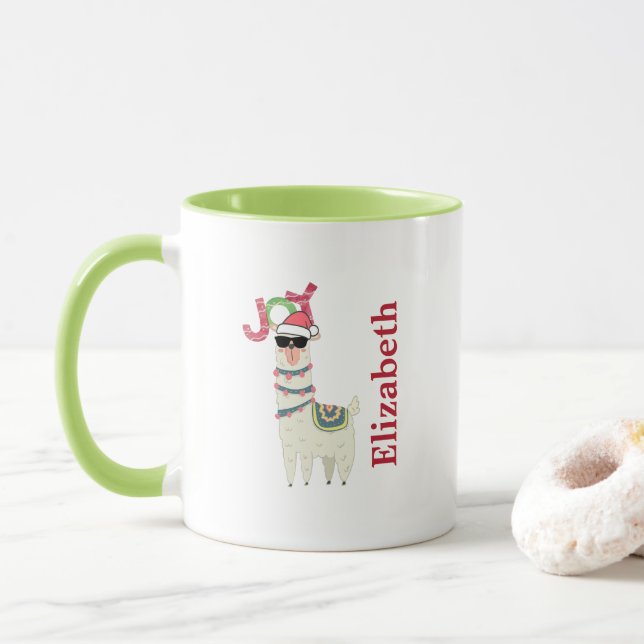 Mug Cool Llama à Noël du Chapeau (Avec donut)