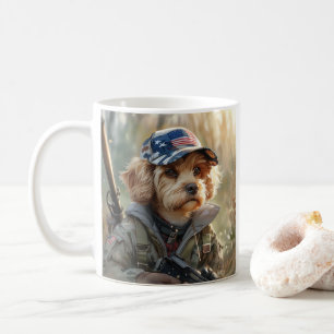 Mug Cool MAGA Chien avec pistolet et Camouflage Cute c