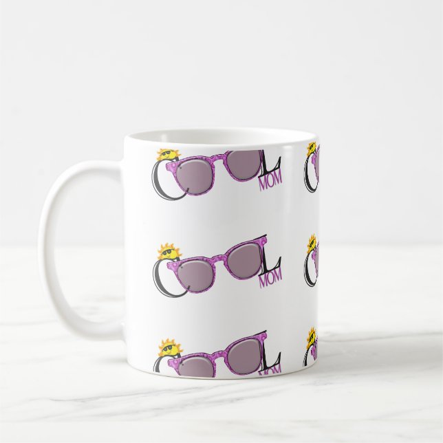 Mug Cool Maman-soleil et lunettes de soleil sur blanc (Gauche)