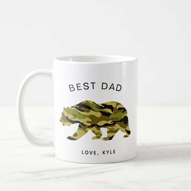 Mug cool meilleur papa armée papa ours fête des pères  (Gauche)