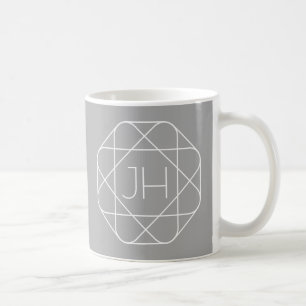 Mug Cool monogram, style vibe Grey & White