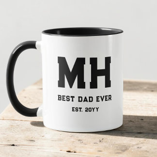 Mug Cool Monogramme Moderne Noir et Blanc Meilleur Pap