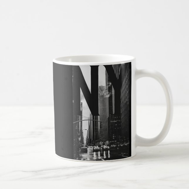 Mug Cool New York City Abstract Skyline, Black &amp; W (Droite)