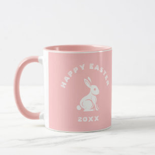 Mug Cool Pastel Rose Blanc Joyeux lapin de Pâques lapi
