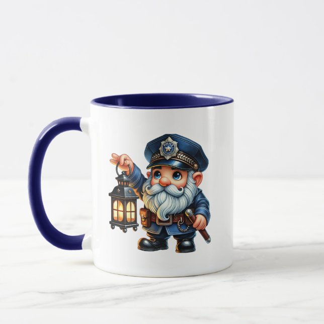 Mug Cool police gnome ajouter monogramme (Gauche)