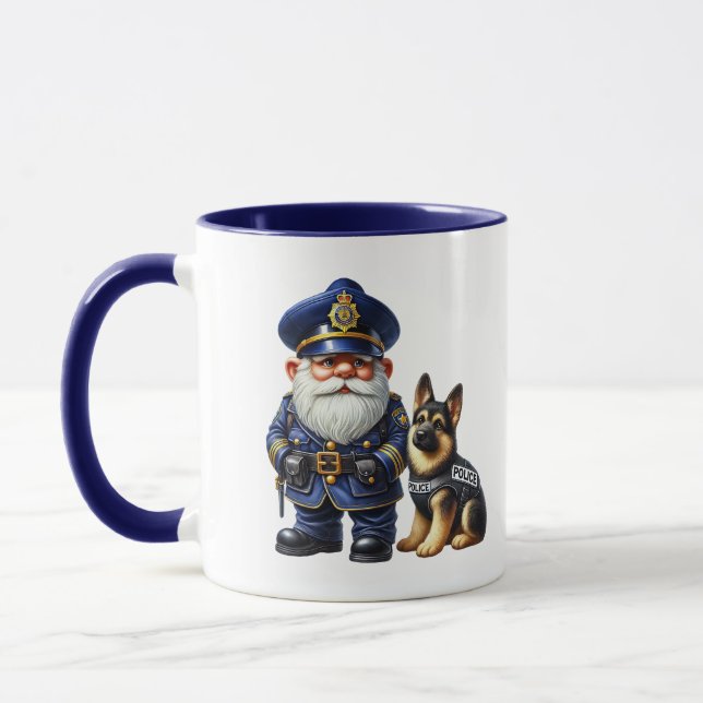 Mug Cool police gnome ajouter monogramme (Gauche)