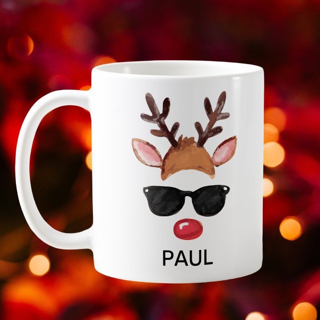 Mug Cool Reindeer Sunglasses Christmas Custom Name (Cool Reindeer Sunglasses Christmas Custom Name Coffee Mug
)