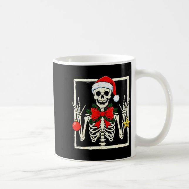 Mug Cool Rocker Skeleton Santa Hat Christmas Punk Rock (Droite)