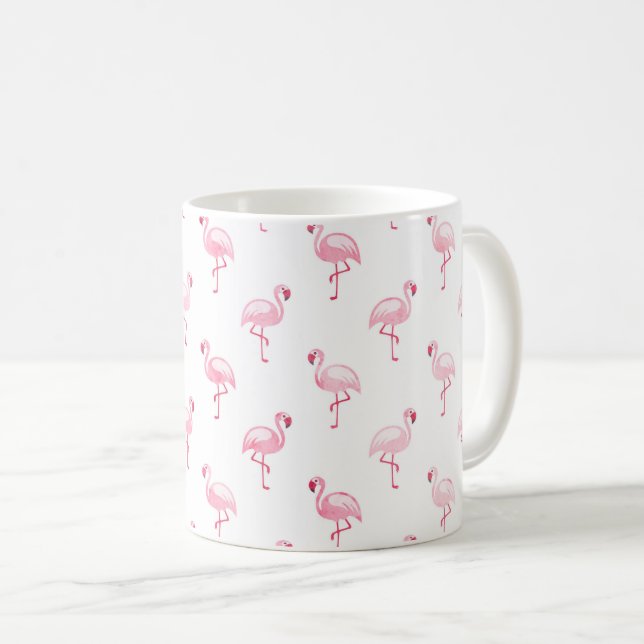 Mug Cool rose Tropical Flamingo Patte sur blanc (Devant droit)