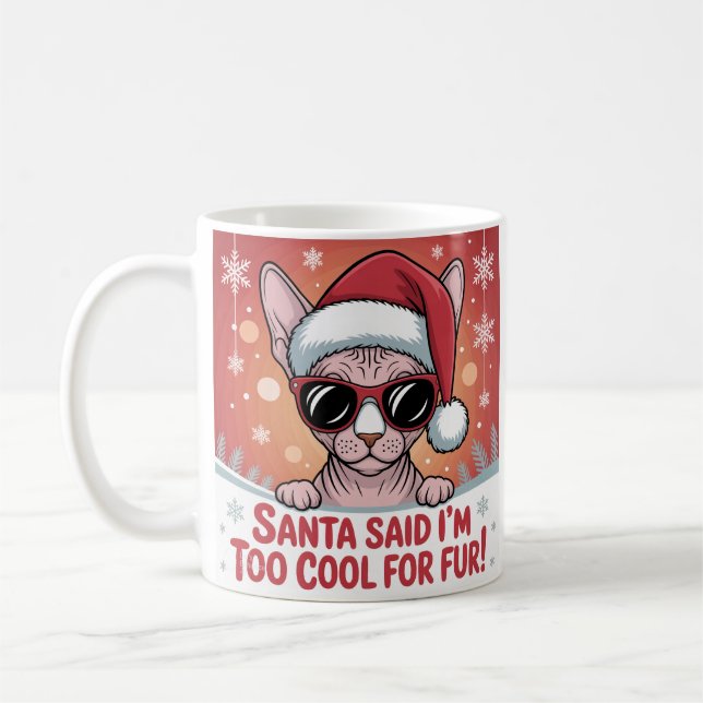 Mug Cool Sphynx Cat Christmas Santa Design (Gauche)