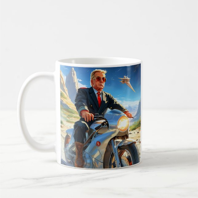 Mug cool Trump Motorcycle Alien Planète spatiale MAGA (Gauche)