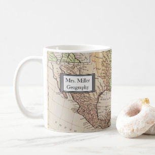 Mug Cool Vintage Nouveau Monde Carte Géographie Profes