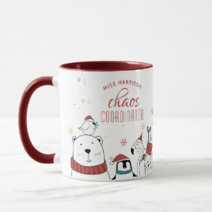 Mug Coordinateur Chaos Animaux de Noël Personnalisé