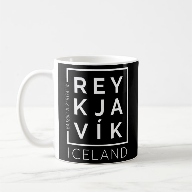 Mug Coordonnées élégantes de Reykjavik Islande City (Gauche)