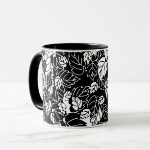 Mug Copie japonaise de feuille, noire et blanche