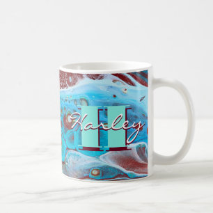 Mug Copper and Teal Acrylic Flow