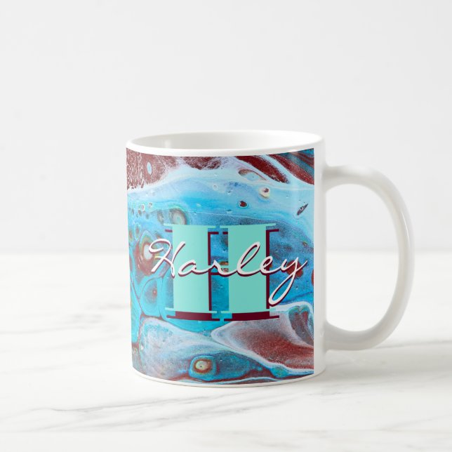 Mug Copper and Teal Acrylic Flow (Droite)